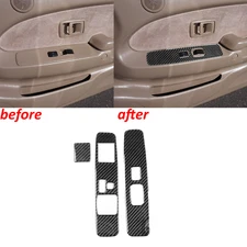 3Pcs Real Carbon Fiber Window Lift Switch Panel Trim For Toyota Tacoma 2001-2004