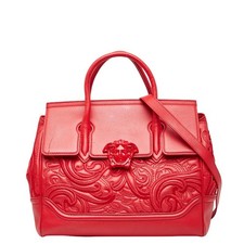 Versace Palazzo Empire Leather 2Way Bag Women Red One Size