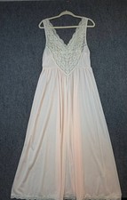 Vintage Miss Elaine Lace Nightgown Slip Ivory Sleeveless Length 50 in