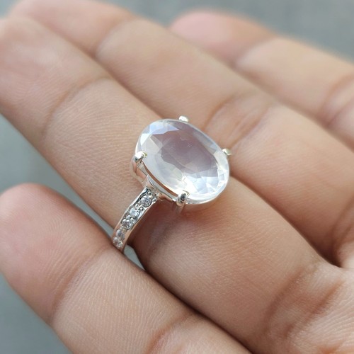 White Quartz Ring, Dure Najaf Ring For women, Sterling Silver Ring, Shia Ring - Picture 7 of 8