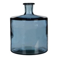 Mica Decorations Guan Glasflasche - H26 X Ø21 Cm - Recyceltes Glas - Blau
