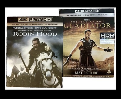 Russell Crowe & Ridley Scott 4K UHD Blu-ray Set      Robin Hood  ️ Gladiator