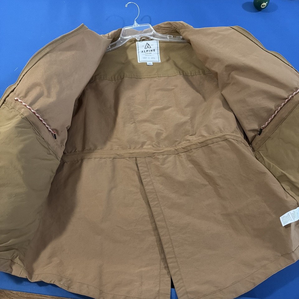 Alpine Design Waxed Jacket Mens Xxl Canvas Brown Full Zip Snowboard 