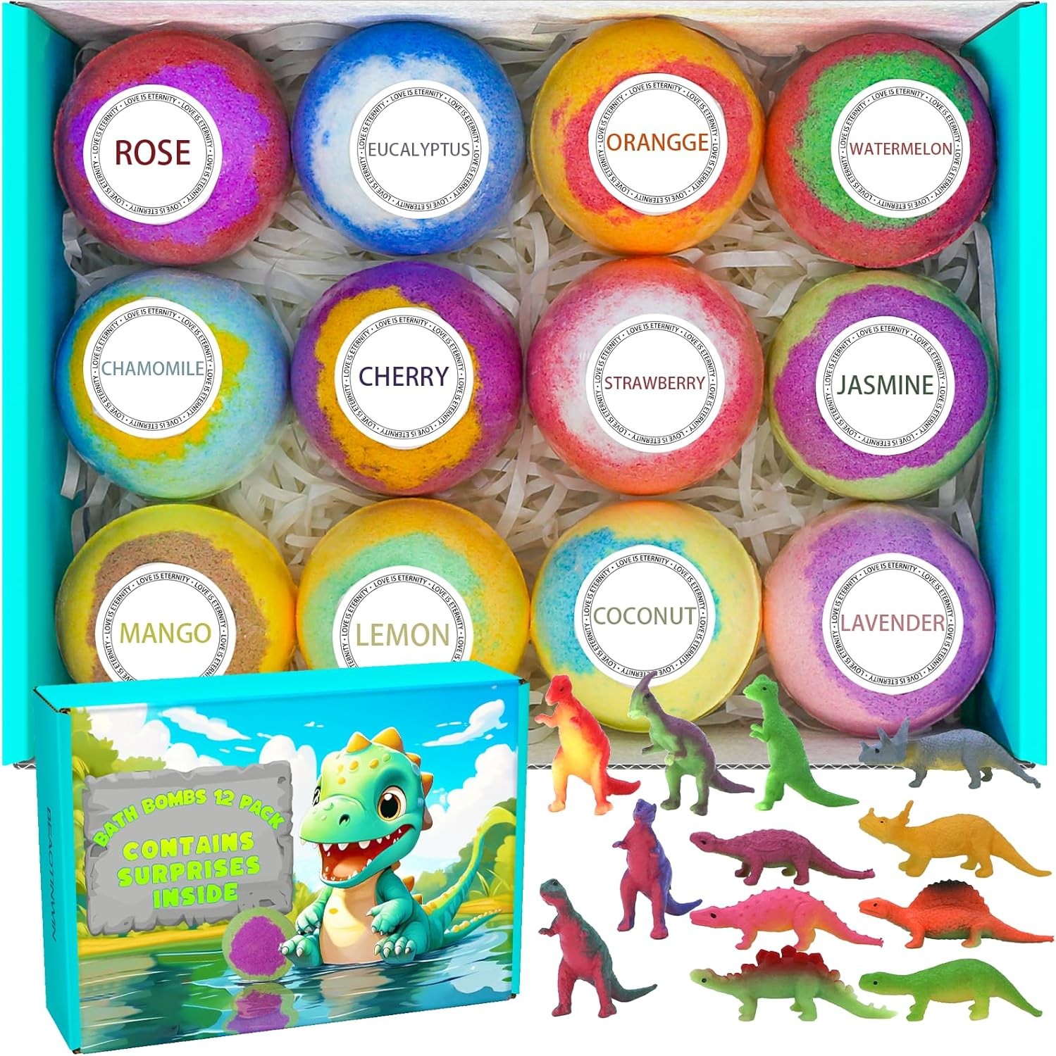 12 pack of bath bombs for kids with surprise toy inside, fun educational toy Di