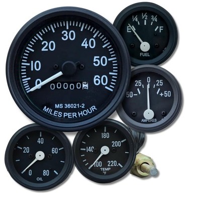 Gauge Set for Willys Jeeps FD Speedometer Assembly 0-60 MPH Fits- Black 