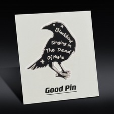 The Beatles Blackbird Crow Metal Pin Classic Lyrics Dark Retro Art Lapel Badge