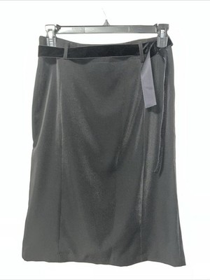 Tom Ford Black Pencil Skirt with Velvet Tie Size 6 R NWOT