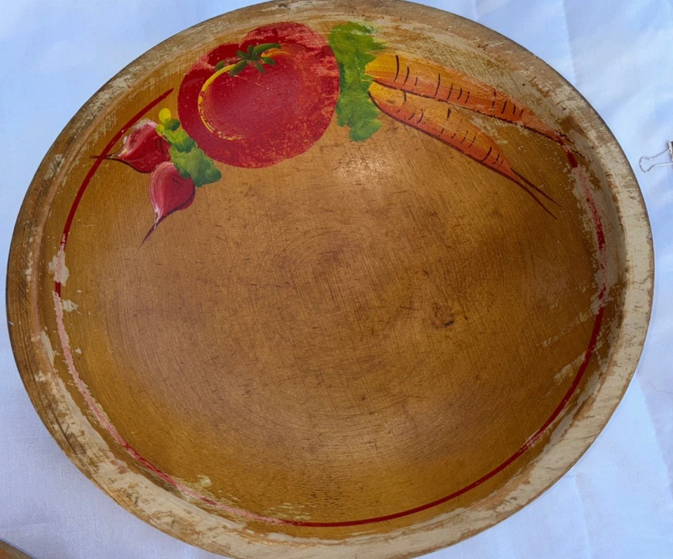 Vintage lot of 3 primitive Farmhouse wooden mixing dough & serving bowls - Image 2 of 4