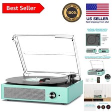 Coastal Retro Record Player with 2 Speakers, Bluetooth  3 Vinyl Sizes Support