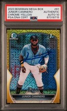 Junior Caminero 2023 Bowman Chrome Auto /75 Yellow #61 Mega Box PSA 10 Auto