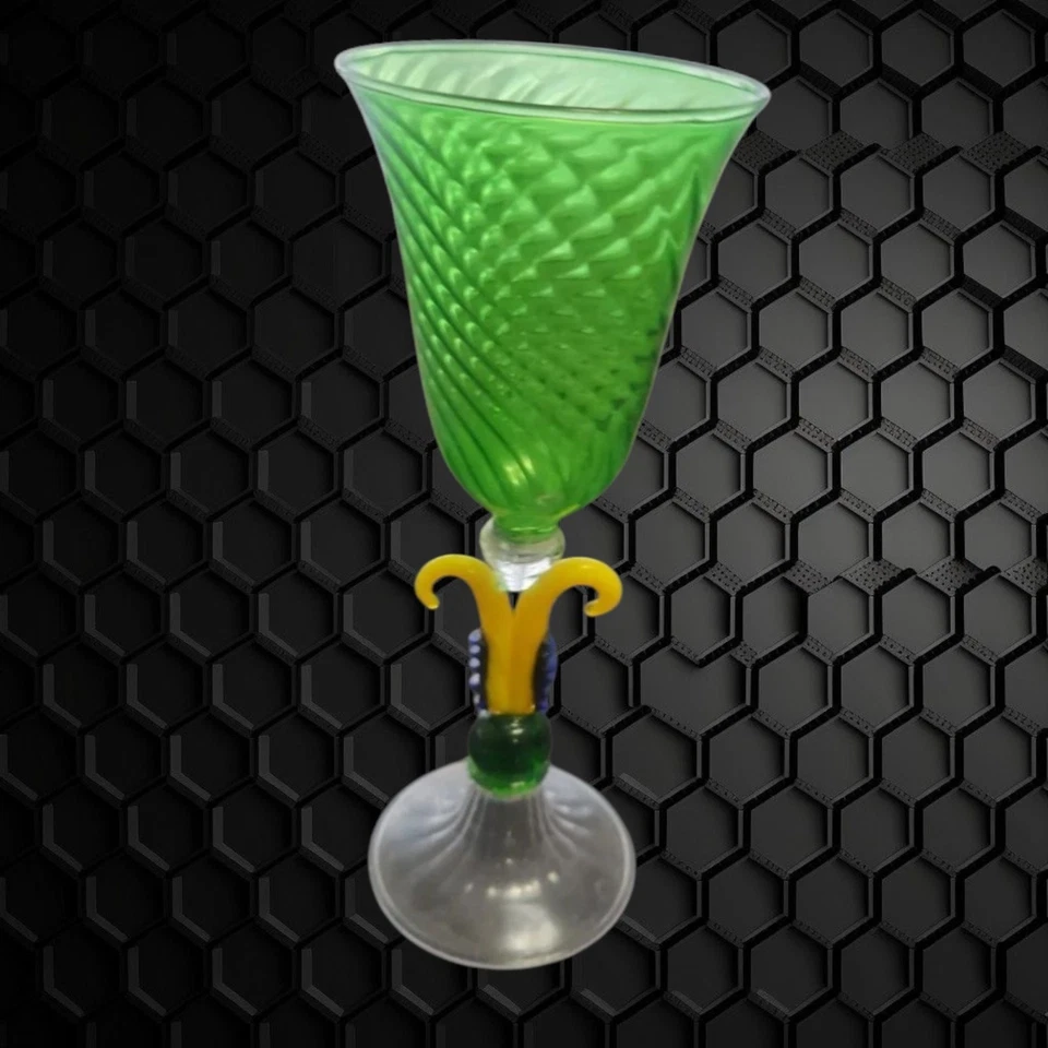 Murano 3 Hand Blown Venetian Multicolor Artglass Cordial Glasses RARE VINTAGE  - Image 4 of 4