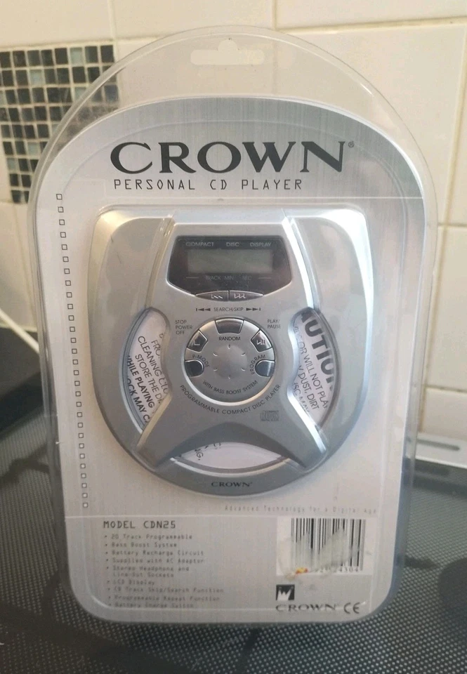 Crown CDN25 Personal CD Player - Silber - NEW OLD STOCK *VERSIEGELT* VINTAGE 90er