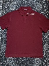 Authentic Gucci Rosso Ancora Cotton Polo Shirt red size M
