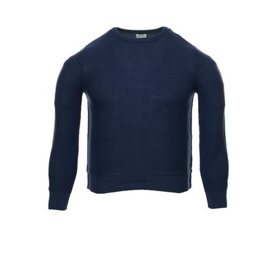 Threads & Heirs Mens Crew Neck Sweater 2XL Navy 100% Cotton Solid Knit Pullover