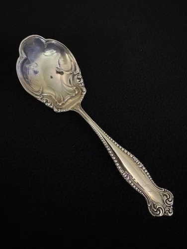 Sterling Silver Canterbury Lobed Serving Spoon 5 3/4" .5oz by Towle mono "IJ"