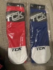 NEW 2 Pair TCK Prosport Socks Medium  Red Royal Performance Baseball Softball