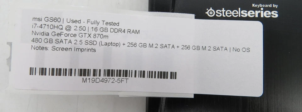 MSI GS60/i7-4710HQ @2.50/16GB RAM/NVIDIA GeForce GTX 870m 480GB SSD/Sin sistema operativo *leer* Foto 2 de 4