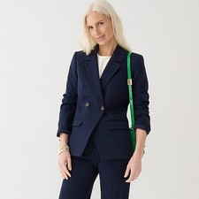 J.Crew Devon Blazer Jacket Bi Stretch Cotton Blend Classic Office Navy US 4 NWT