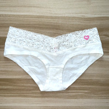 Victoria's Secret PINK XS Extra Low Rise Hipster Panties White Dog Logo 2008