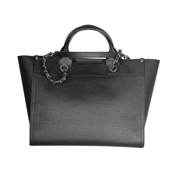 Bolso Deauville Mediano de Cuero Pebbled con Tachuelas Chanel Negro 3