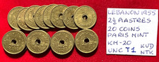 T1 Lebanon 20 coins from Mint Bag 2 1/2 Piastres 1955   Paris Mint  KM#20  UNC