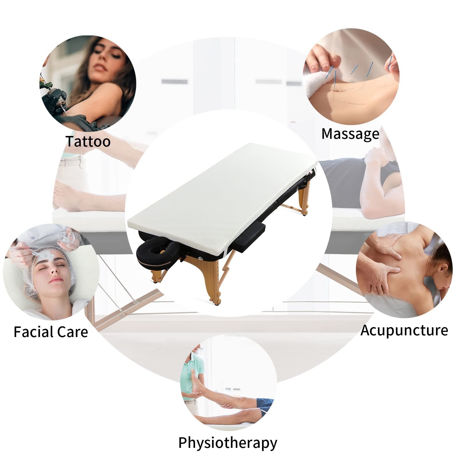 ROYALAY Topper for Lash Bed, 2 Inch Memory Foam Massage Table Topper, 73x29x2...