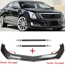 Carbon Fiber Style For Cadillac XTS 2013-2019 Front Bumper Lip Spoiler+Strut Rod