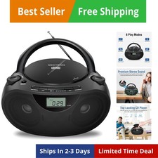 Portable CD Player Bluetooth Boombox with AM/FM Radio, USB, AUX-in, Headphone...