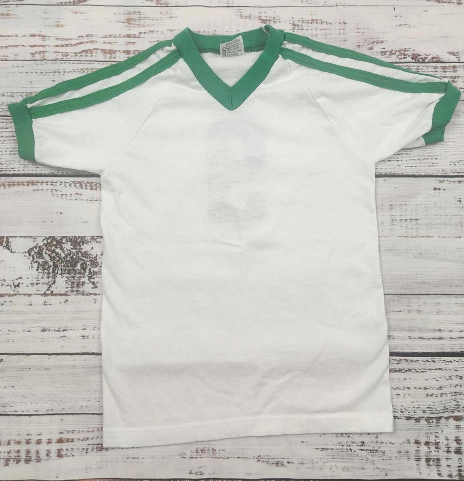 Vintage 80s 90s Augusta Sportswear Green & White Ringer Jersey Tee – Boys 8/10 - Image 2 of 4