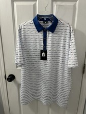 FootJoy Polo Shirt Men  s Large Blue Striped Short Sleeve Polyester Stretch Golf
