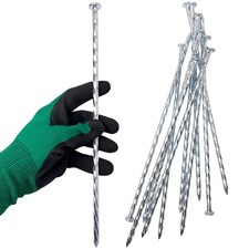 10Pack 12" Spiral Landscape Stakes Galvanized Edging Spikes for Artificial Grass