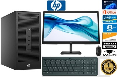 FULL HP INTEL CORE i5 PC + HP 22'' MONITOR 8GB RAM 240GB SSD WIN 11 + MS OFFICE