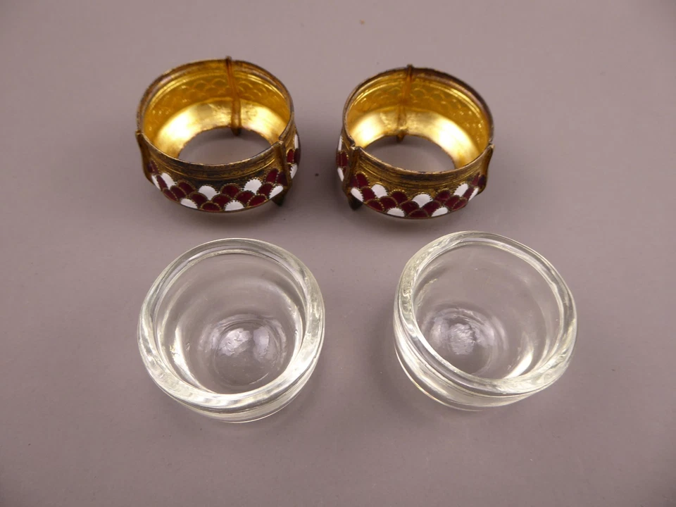 很棒的一对苏联上釉盐窖,蘸料 - 俄罗斯 — 第 3/4 张图片