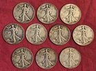 Lot of 10 Walking Standing Liberty Silver Half Dollar Coins 1937-1942