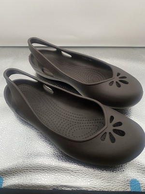 Crocs Kadee Ballet Flats Brown Slingback Croslite Work Slip On Woman s Sz 9