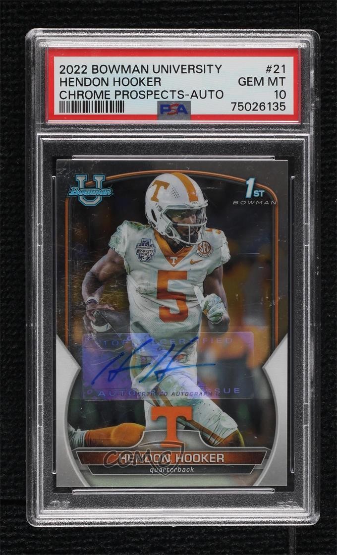 2022 Bowman U Chrome Prospect Hendon Hooker #21 PSA 10 GEM MT Auto v9t