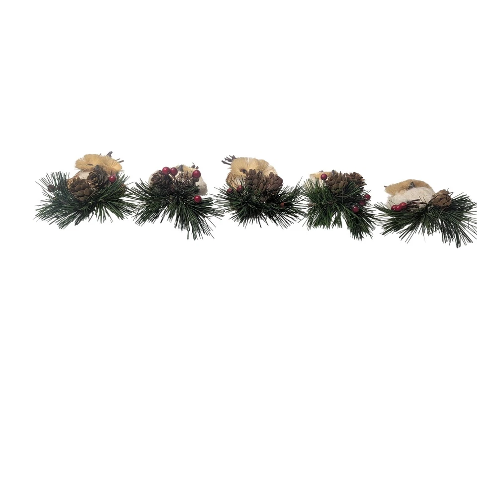 Enfeite de Natal coruja pinha baga decoração de férias ano novo conjunto de 5 - Imagem 4 de 4