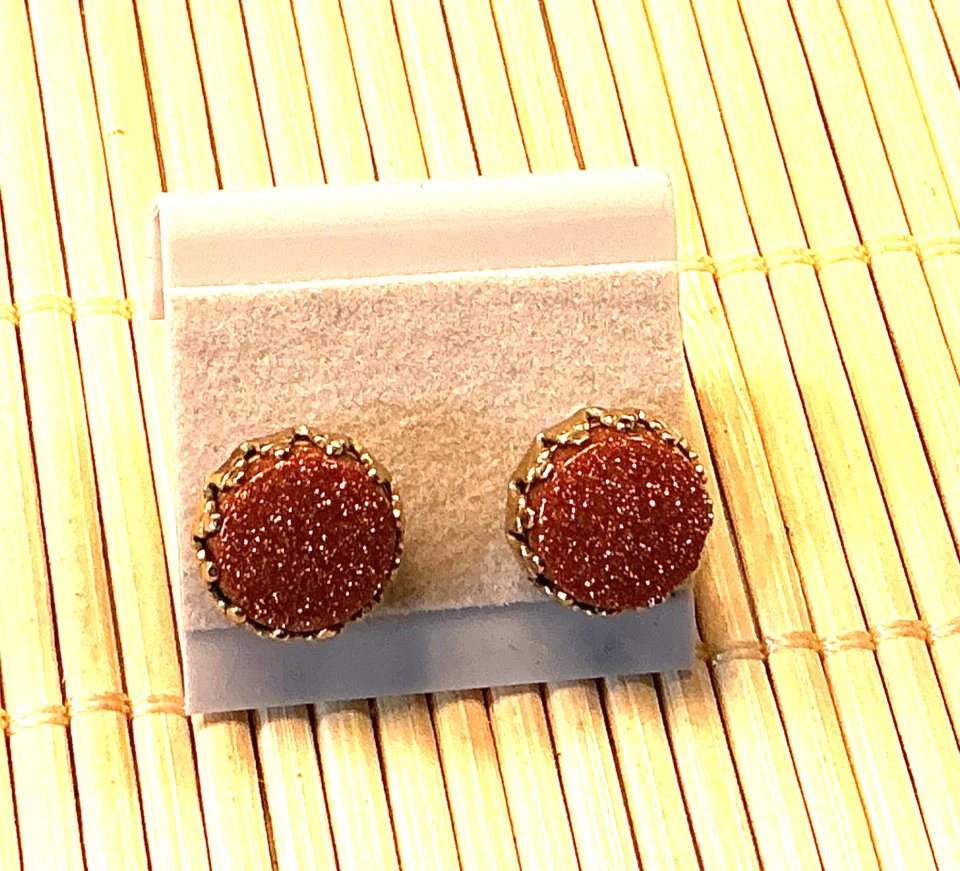 Moda Pendientes Piedras Preciosas Piedras Doradas Tono Dorado Perforado Lote 53D Foto 2 de 3