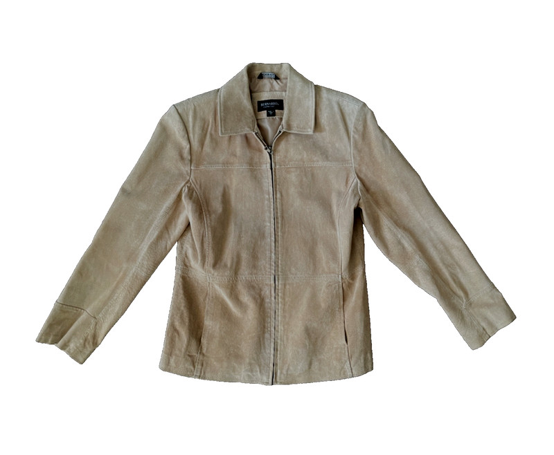 Vtg Y2K BERNARDO Collection For NORDSTROM Beige Tan Suede Zip Jacket Coat Medium