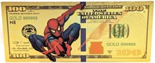 Spiderman Marvel Comic $100 Novelty 24K Gold Foil Plate Note Bill Currency GFN56