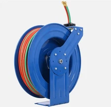 Welding Hose Reel Retractable 1/4 x 100 Foot Twin Oxygen Acetylene Rubber Hoses