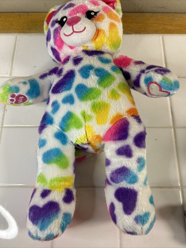 Peluche relleno de 16"" Build A Bear BAB Rainbow Hearts gatito gato - Imagen 11 de 11
