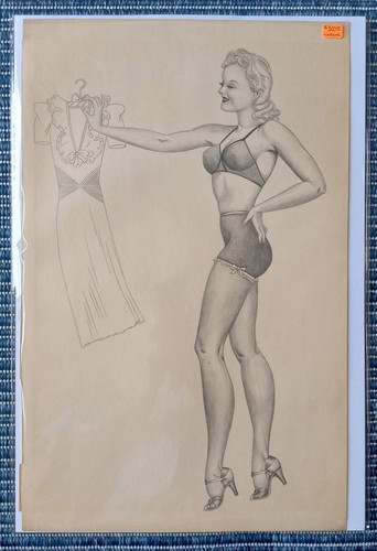 VINTAGE PINUP GIRL ORIGINAL SKETCH, VARGAS - A