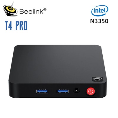 T4 Pro Mini PC Intel Celeron N3350 4GB DDR4 64GB Supports Dual HDMI USB 3.0 Dual