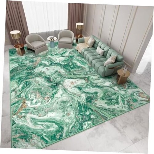 Washable Area Rug 6x9 - Artistic Style Modern Rug for Living 6'x9' Green&gold