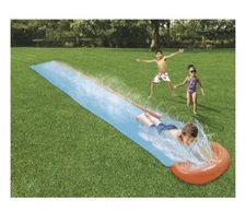 Bestway H2O Go 18ft Single Water Slide Built In Speed Ramp Drench Pool Brand New