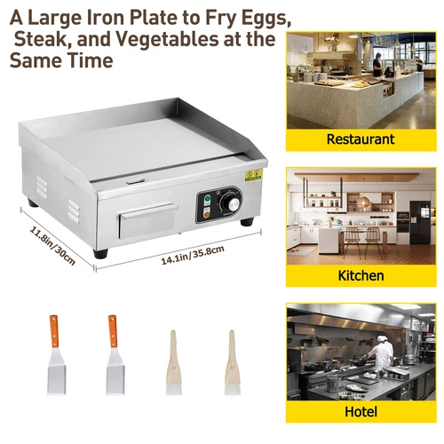 30" Commercial Electric Griddle Flat Top Grill Hot Plate Countertop BBQ Grill - Picture 8 of 15