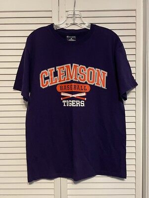 Clemson Tigers Baseball Champion Tshirt Medium Purple Short Sleeve