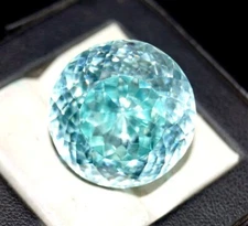 Water Blue Zircon 55.75 Ct Cambodian Certified Natural Round Cut Loose Gemstone