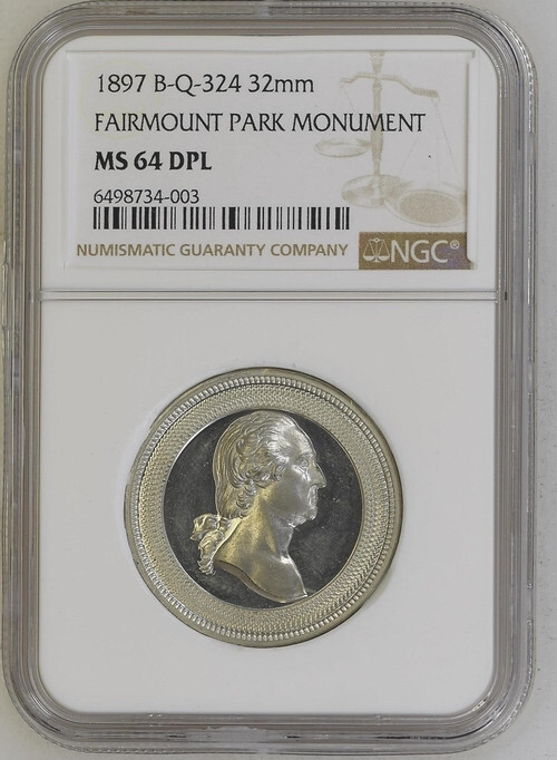 1897 GEO WASHINGTON B-Q-324 GW-1020 FAIRMONT PARK MONUMENT NGC MS64DPL *Top Pop*